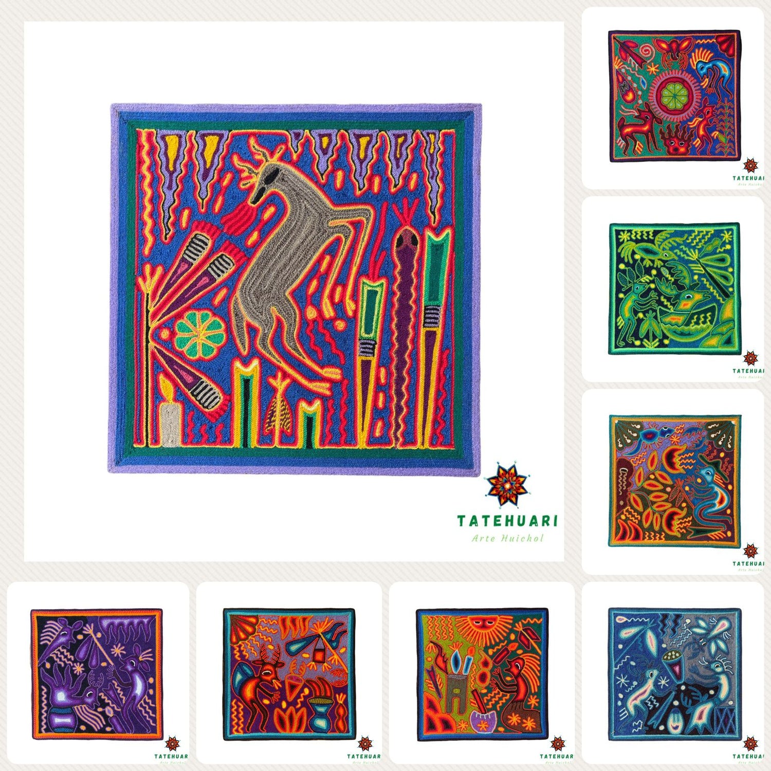 Tableaux 30 x 30 cm - Artisanat Huichol