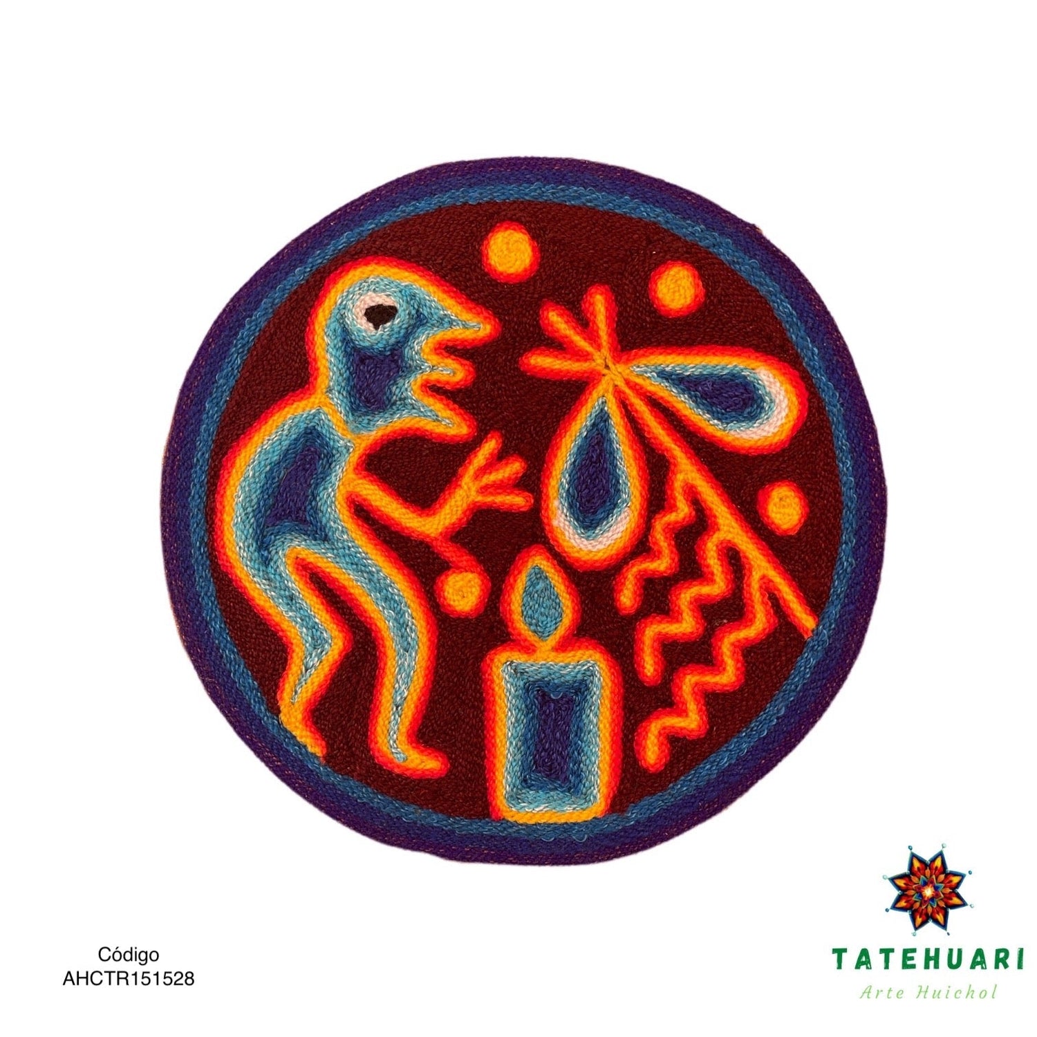 Cuadro o Tabla de Estambre 15 X 15 cms - TATEHUARI, arte huichol
