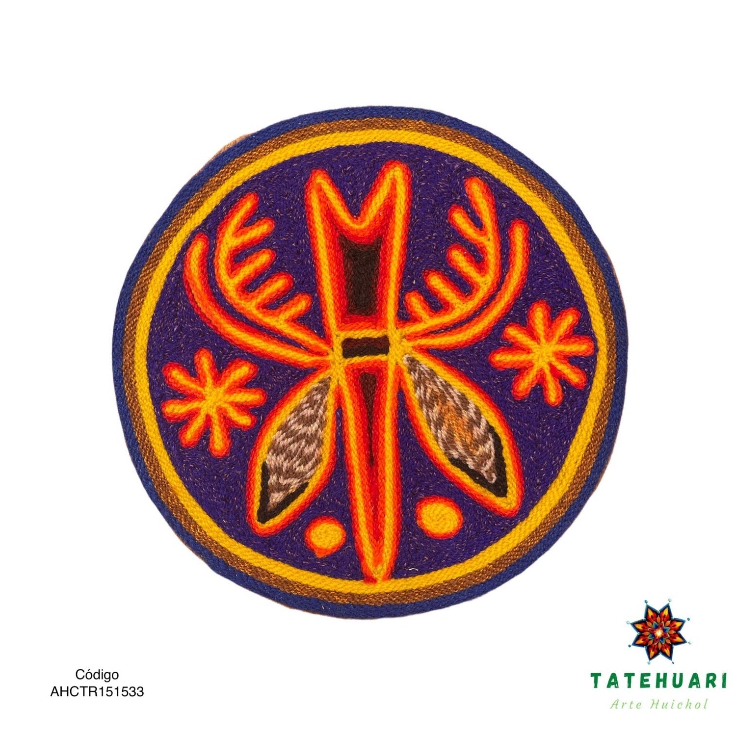 Cuadro o Tabla de Estambre 15 X 15 cms - TATEHUARI, arte huichol
