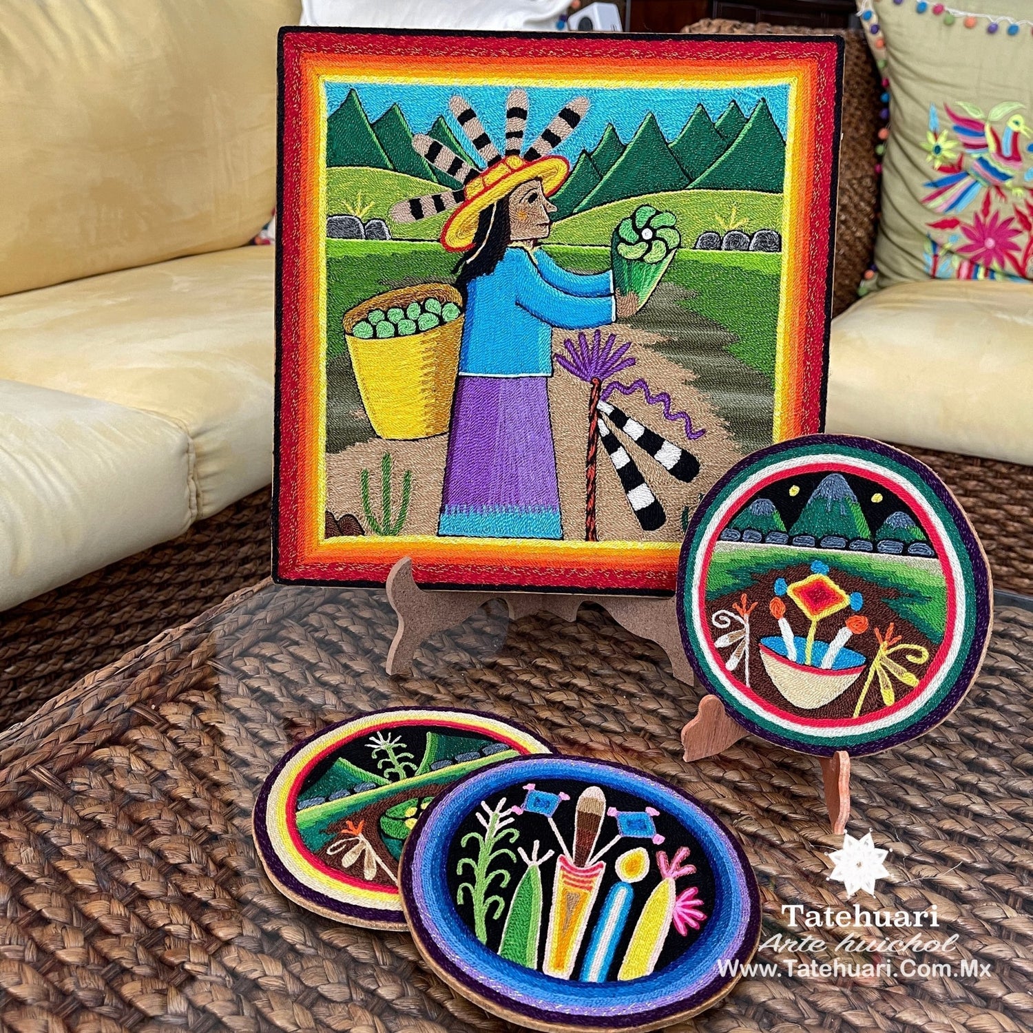 Cuadro de Estambre 303095 - TATEHUARI, arte huichol