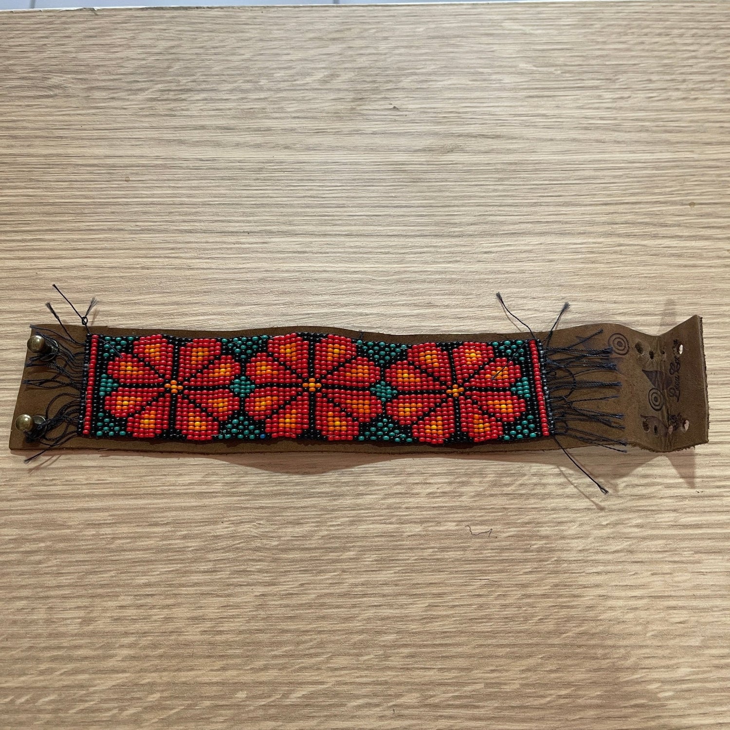 Bracelet cuir fleur