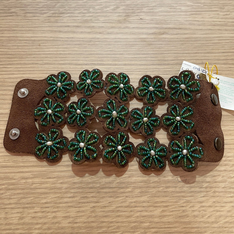 Bracelet cuir fleur