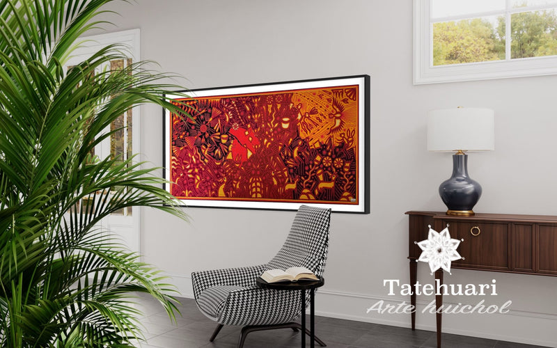 Cuadro o Tabla de Estambre 100 x 200 cms - TATEHUARI, arte huichol