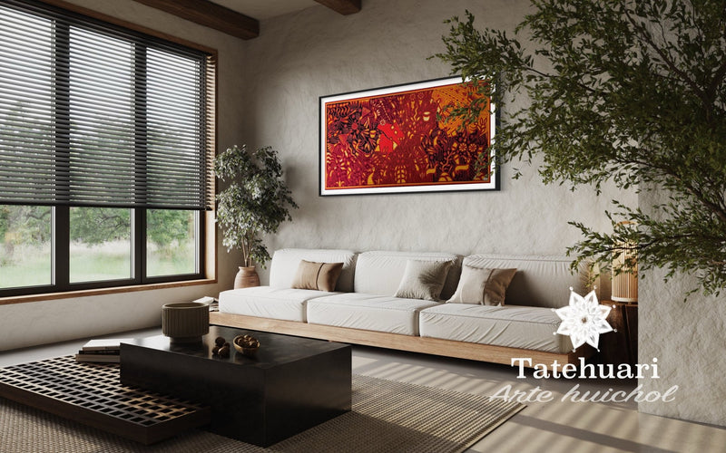Cuadro o Tabla de Estambre 100 x 200 cms - TATEHUARI, arte huichol