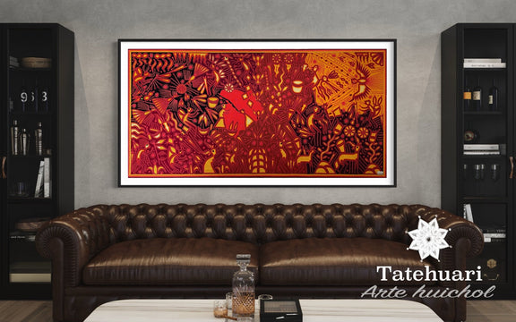 Cuadro o Tabla de Estambre 100 x 200 cms - TATEHUARI, arte huichol