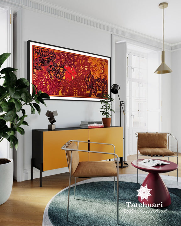 Cuadro o Tabla de Estambre 100 x 200 cms - TATEHUARI, arte huichol