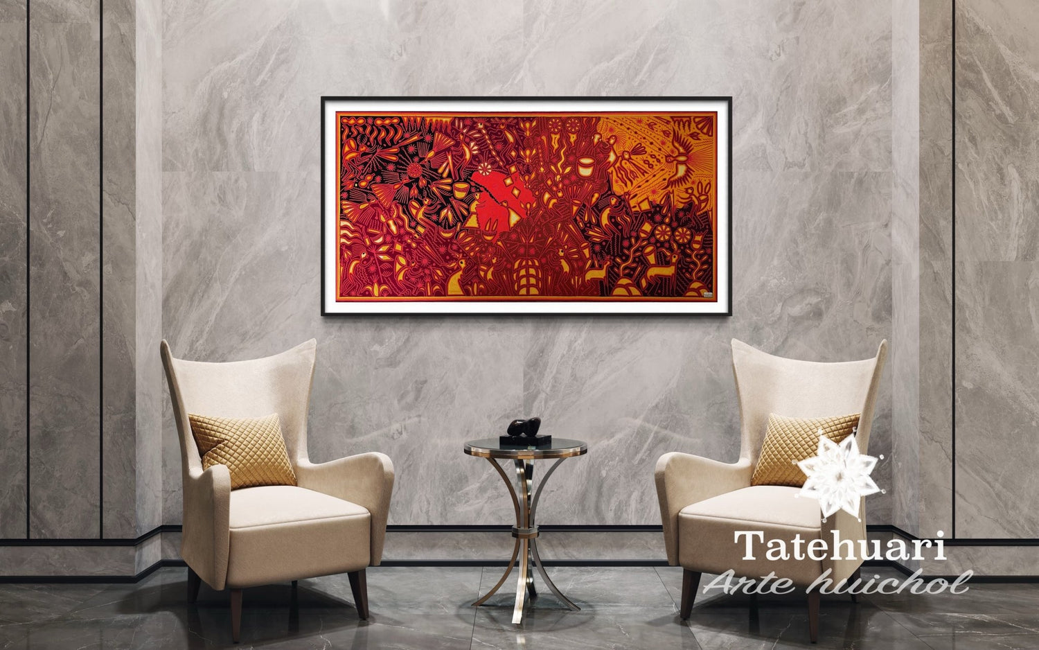 Cuadro o Tabla de Estambre 100 x 200 cms - TATEHUARI, arte huichol