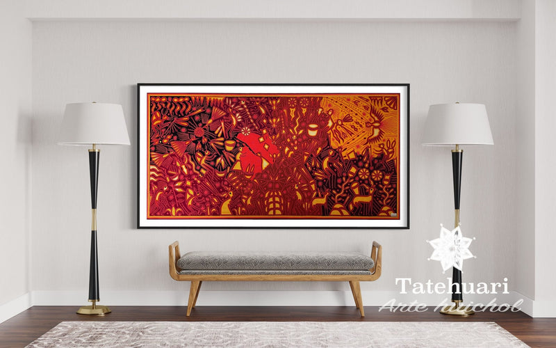 Cuadro o Tabla de Estambre 100 x 200 cms - TATEHUARI, arte huichol