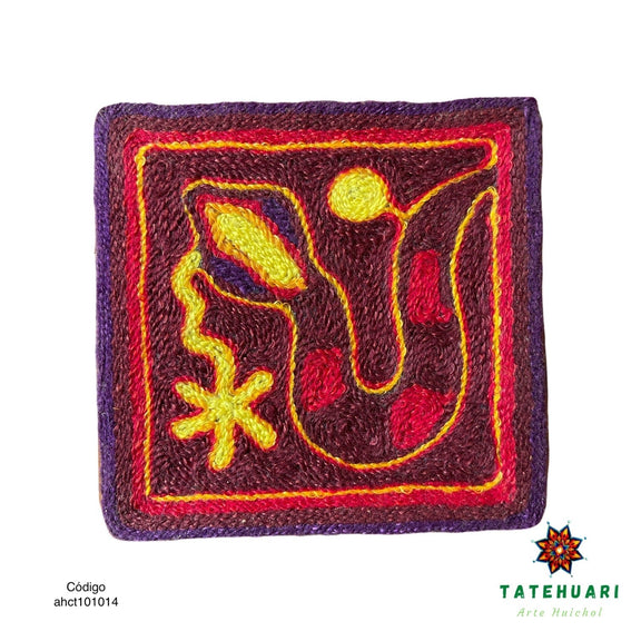 Cuadro o Tabla de Estambre 10 X 10 cms - TATEHUARI, arte huichol