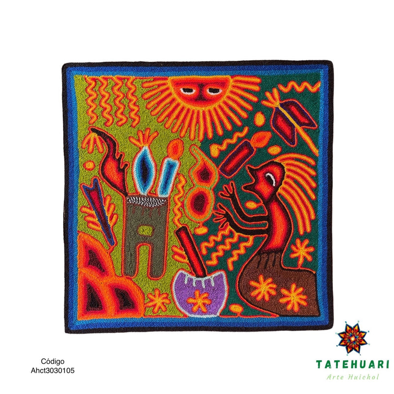 Cuadro de Estambre 3030105 - TATEHUARI, arte huichol