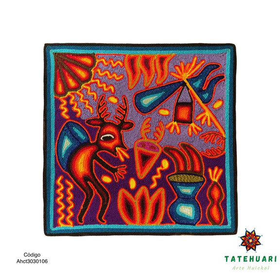 Cuadro de Estambre 3030106 - TATEHUARI, arte huichol