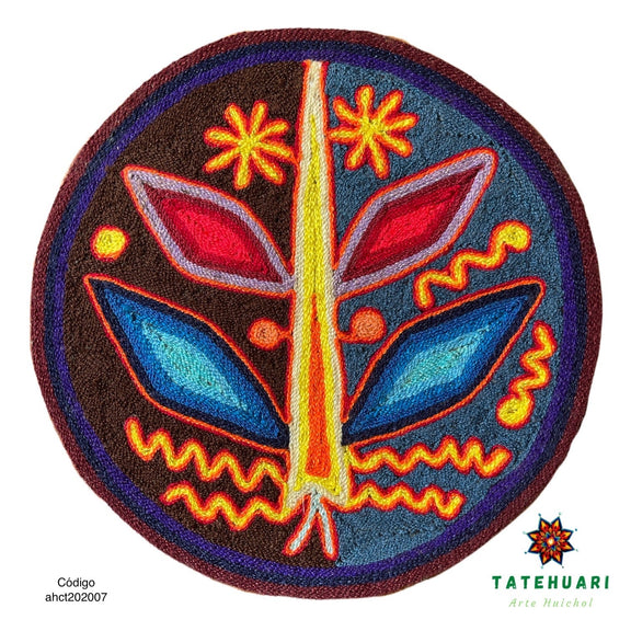 Cuadro 20 cms redondo CUADEST17 - TATEHUARI, arte huichol