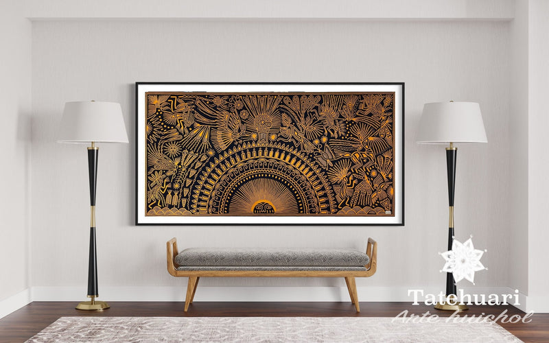 Cuadro o Tabla de Estambre 100 x 200 cms - TATEHUARI, arte huichol